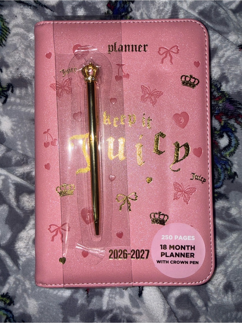 Juicy Couture Pink Planner with Gold Crown Pen